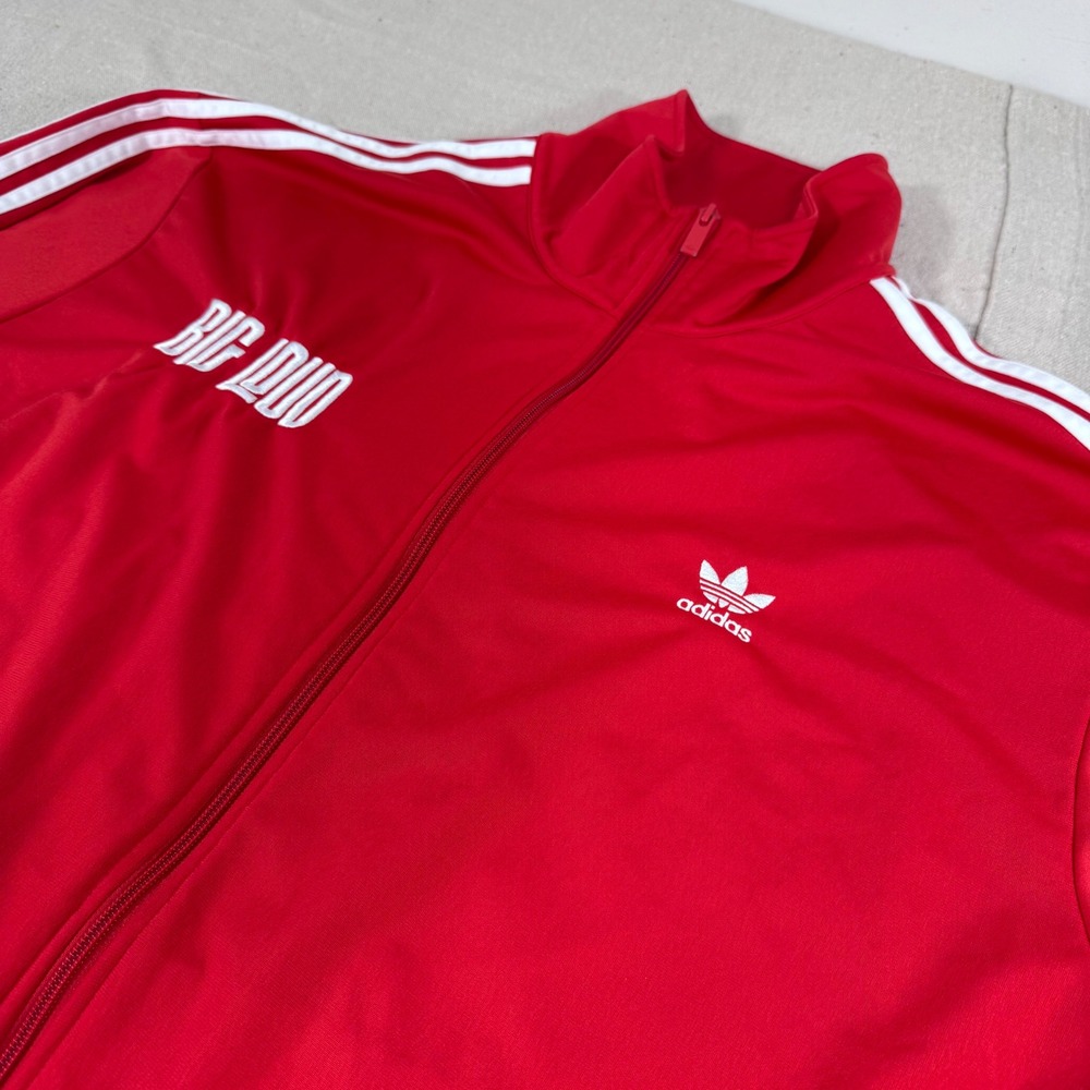 Adidas Track Jacket Mens 2XL Red Big Loud Records Trefoil Full Zip Striped - Picture 4 of 8